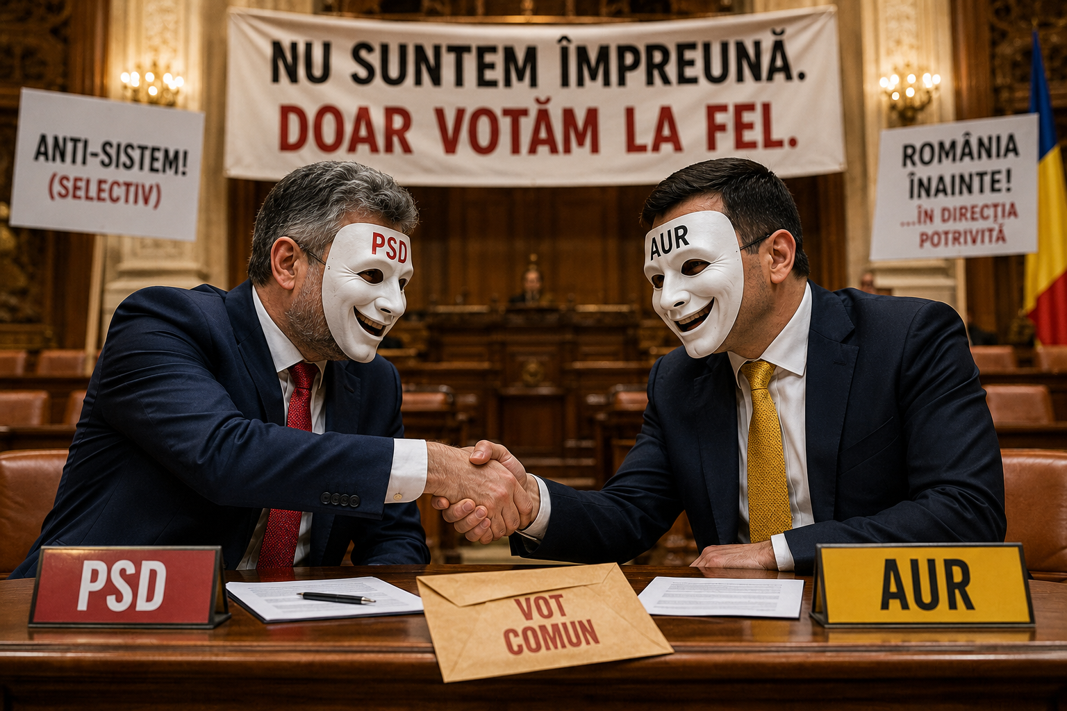 Sugeranismul de serviciu: cum AUR urlă anti-sistem, iar PSD îi ține ușa deschisă